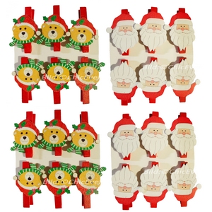 24 Klammern Holz Bären Nikolaus Christbaumschmuck Weihnachten Weihnachtsbaum Deko